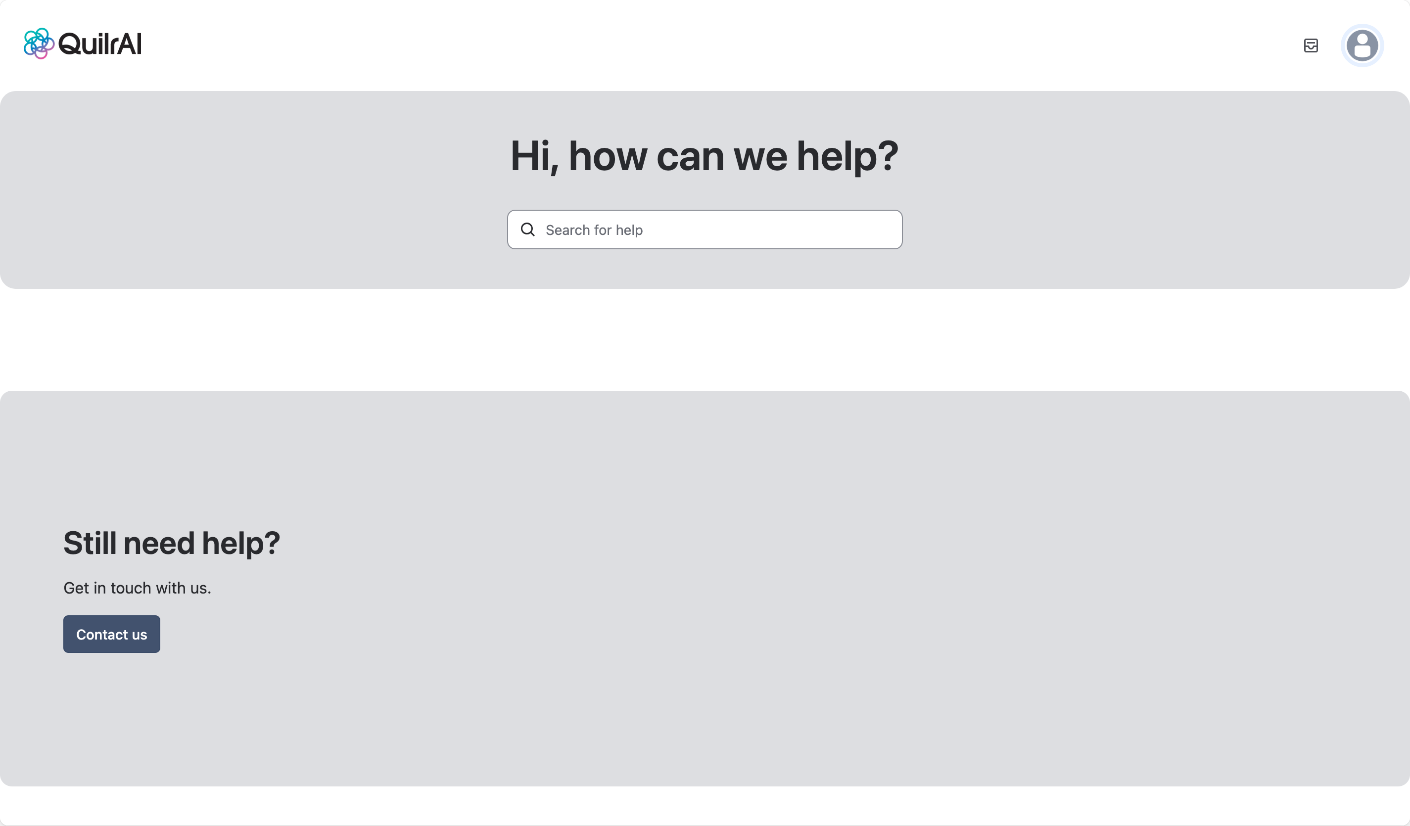 Quilr customer support home page