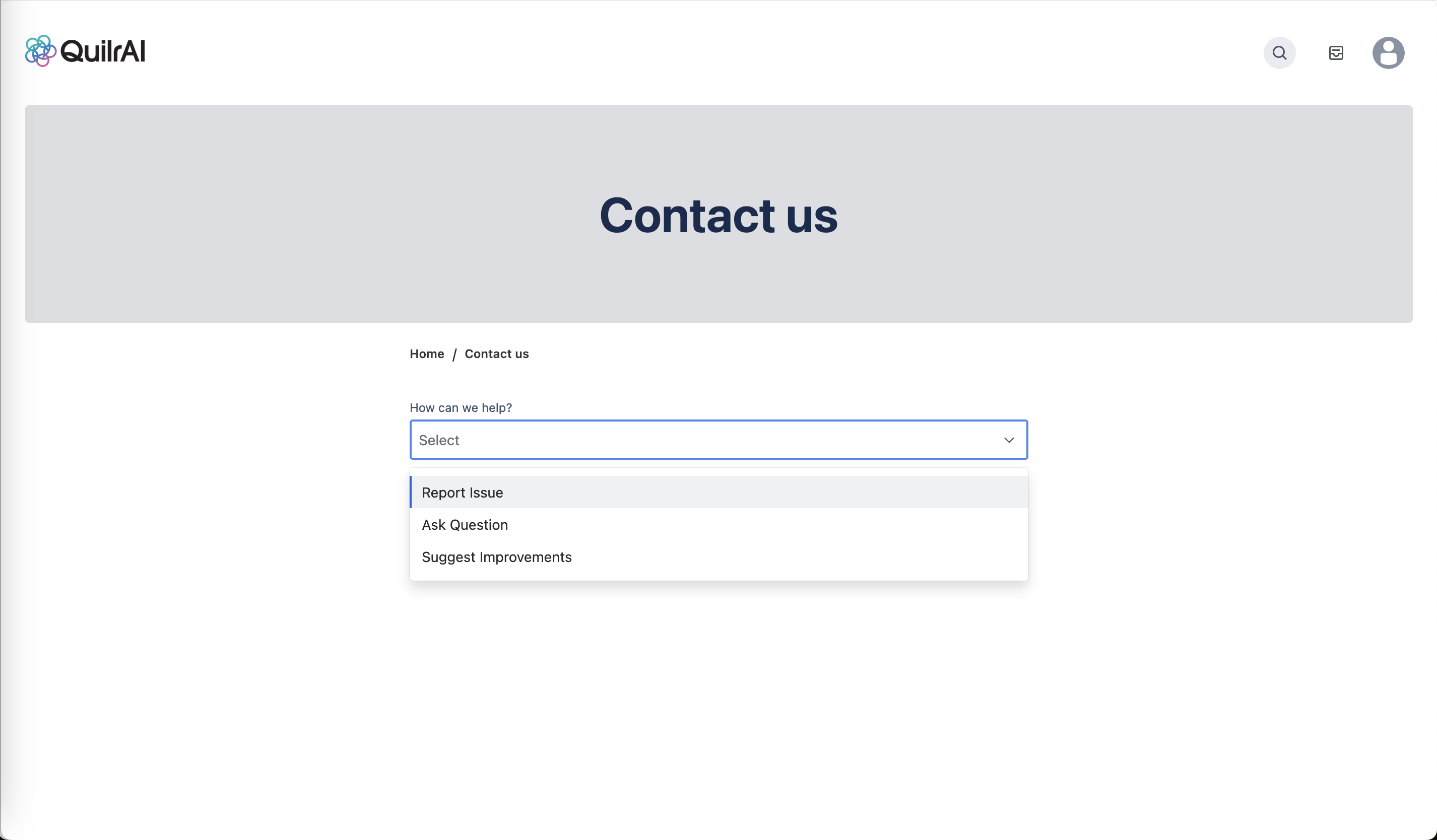 Request type dropdown