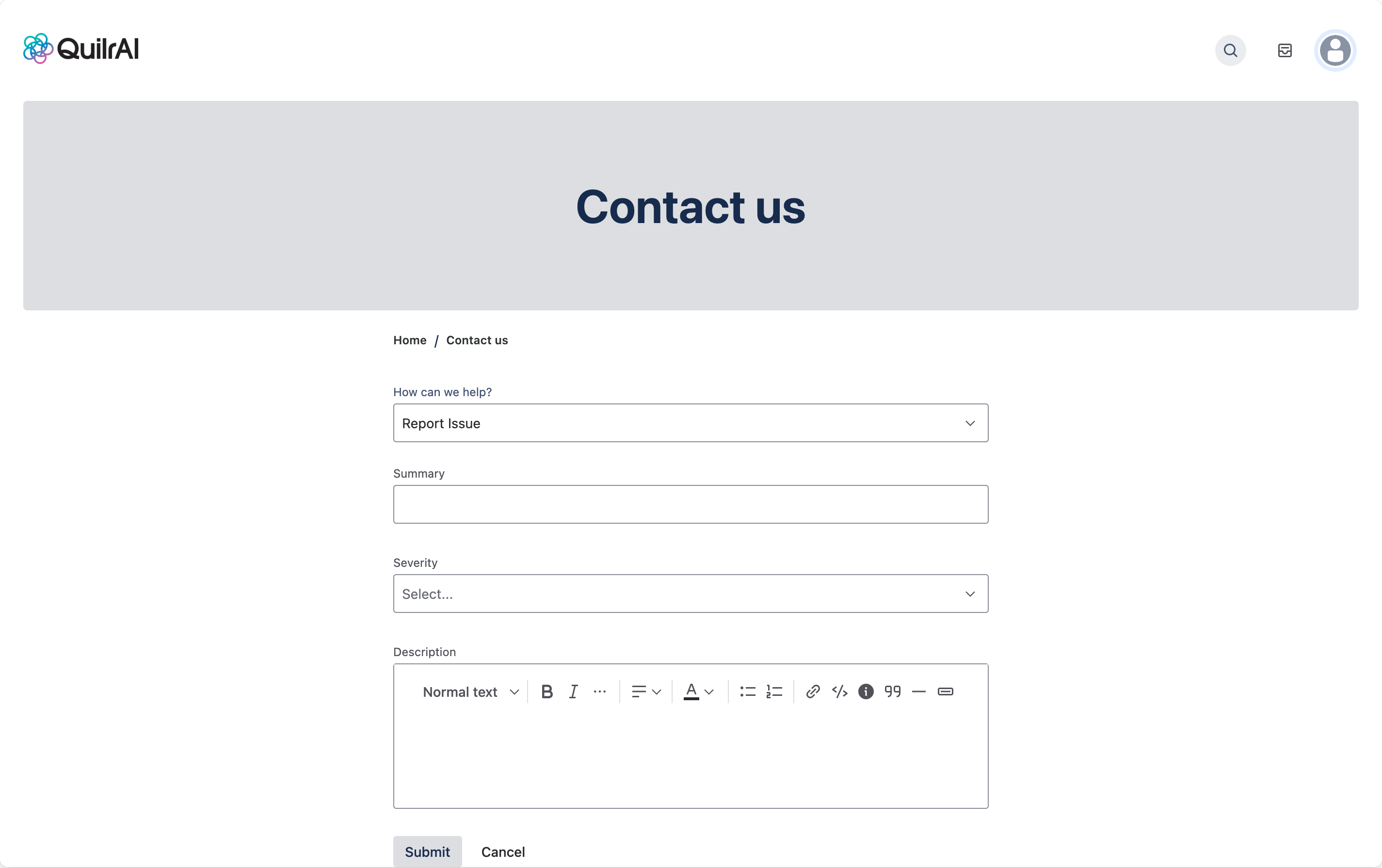 Report issue form
