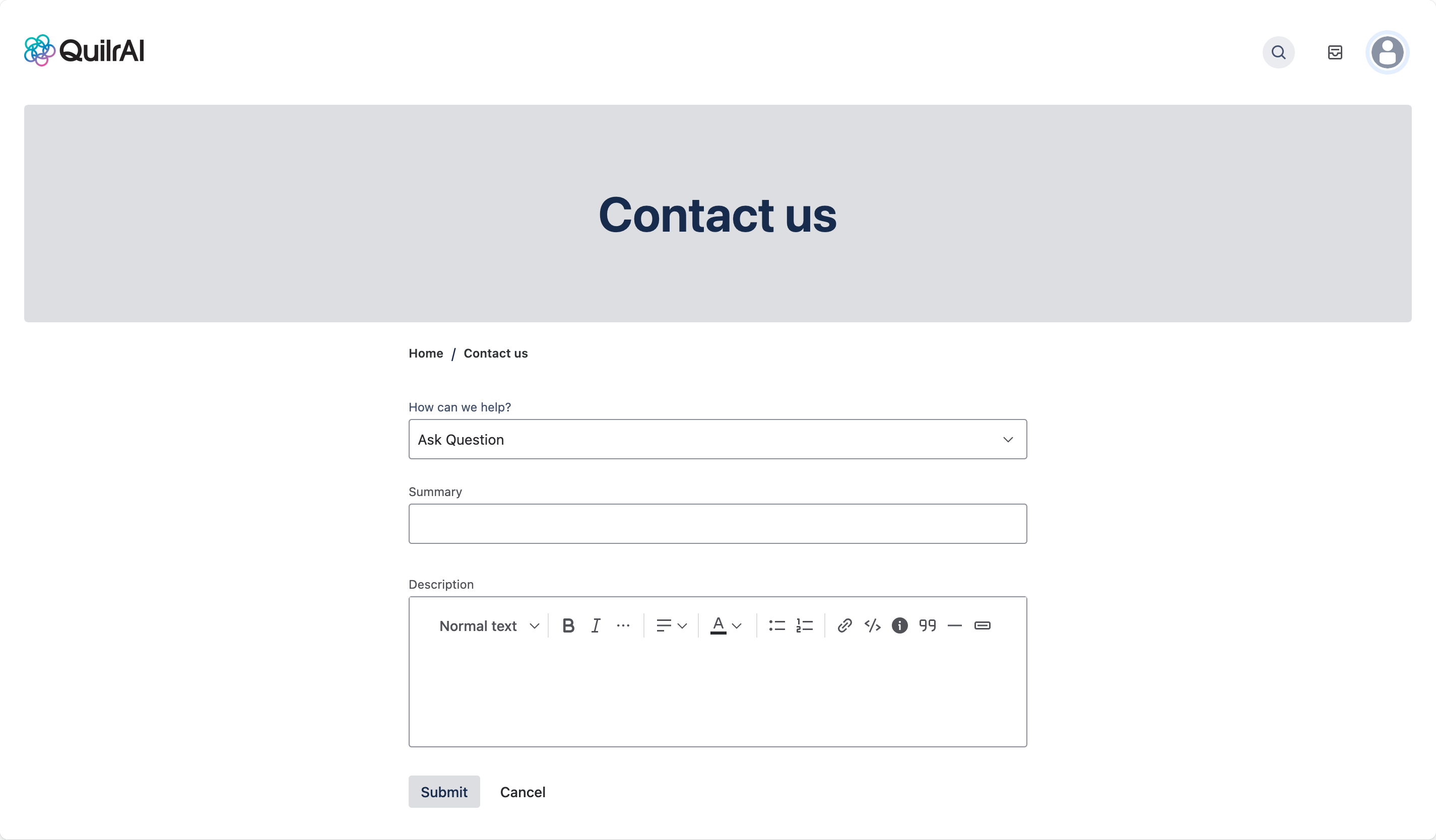 Ask a question form