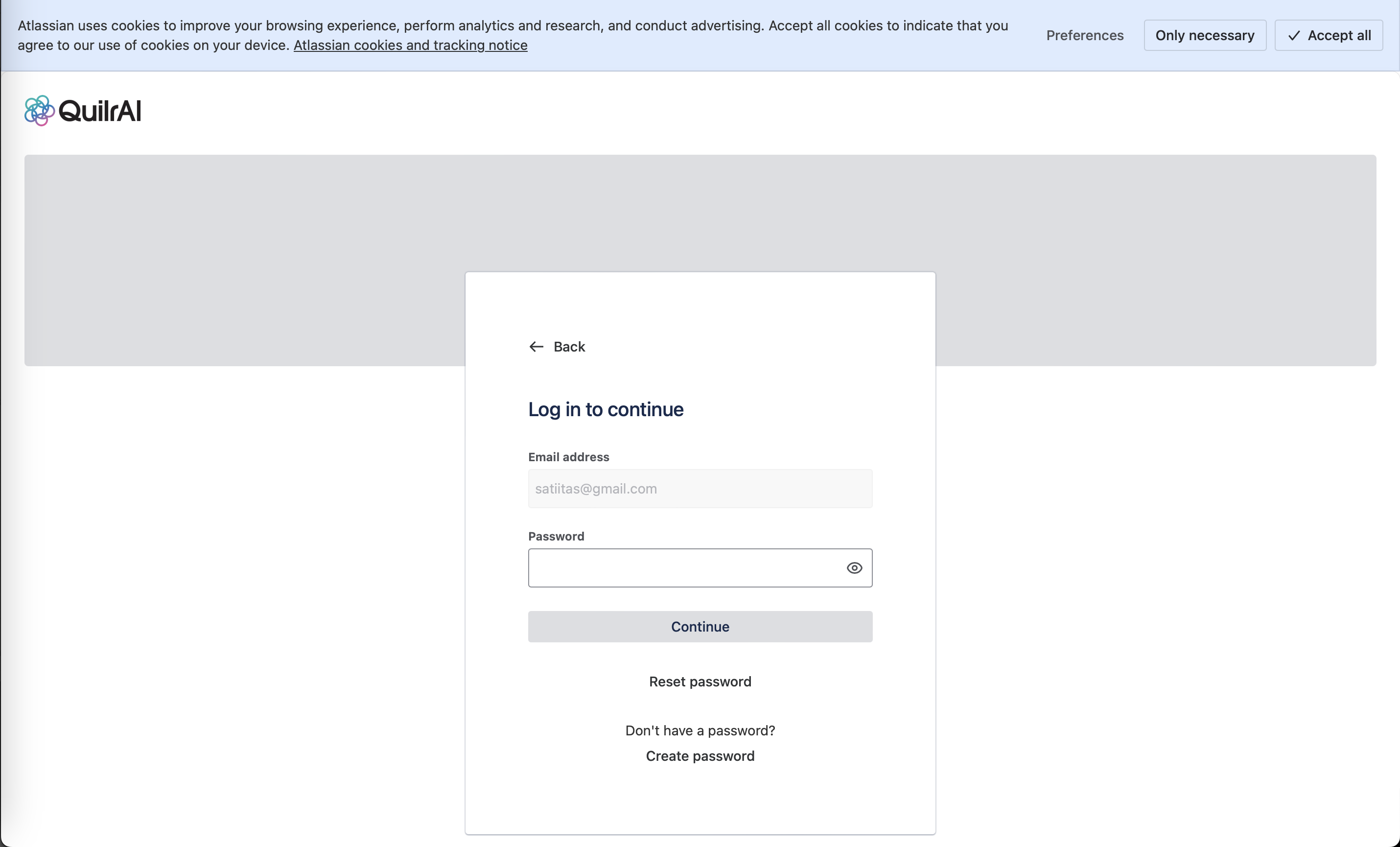 Returning user login page